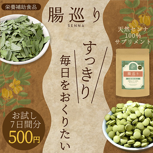 腸巡り サプリメント便通 改善 便秘 解消 お通じ 腸活 天然センナ 食物繊維 腸内 健康 サポート ダイエット